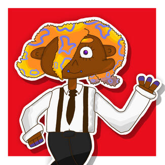 A drawing of the blue-ringed octoling from the yoko & the gold bazookas band in Splatoon 3